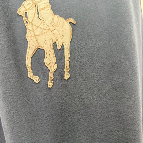 Polo Ralph Lauren Leather Big Pony Pullover Fleece Hooded Sweatshirt Mens XXL - Picture 4 of 9